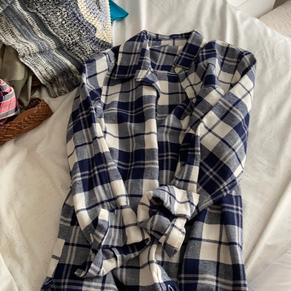 Blue and white flannel